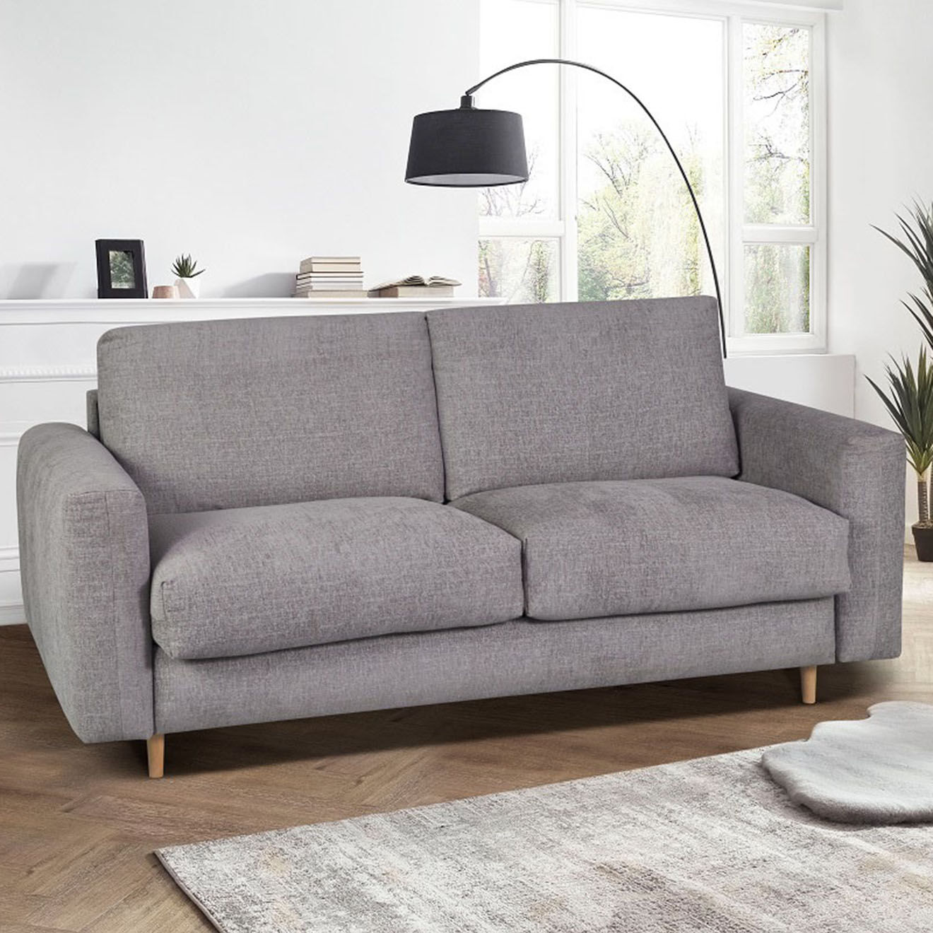 Bobochic Canapé droit cocoone convertible express  taupe - 200x105x98 cm