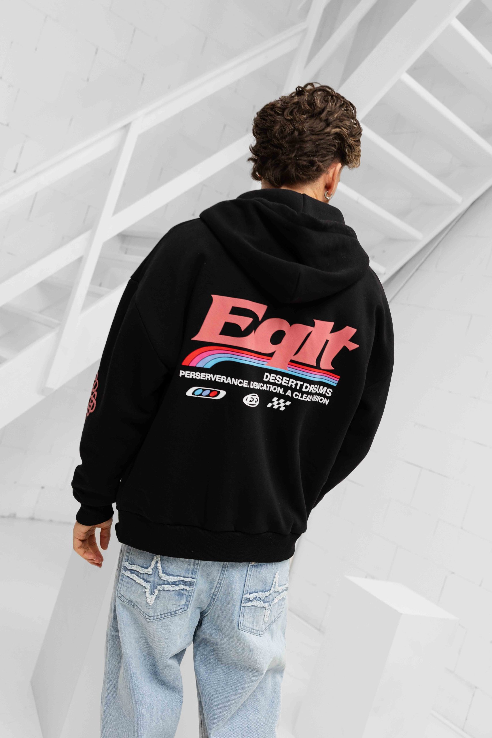 Equalité Desert Oversized Full Zip Hoodie Heren Zwart