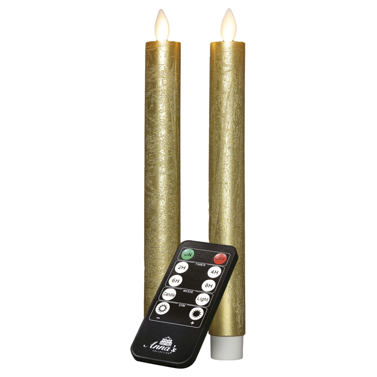 Stabkerze 2er–Set – Echtwachs, Gold