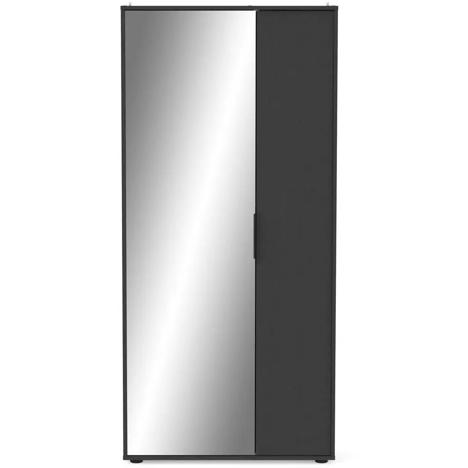 Schoenenkast Ebony 83x24x178cm - met spiegel - zwart