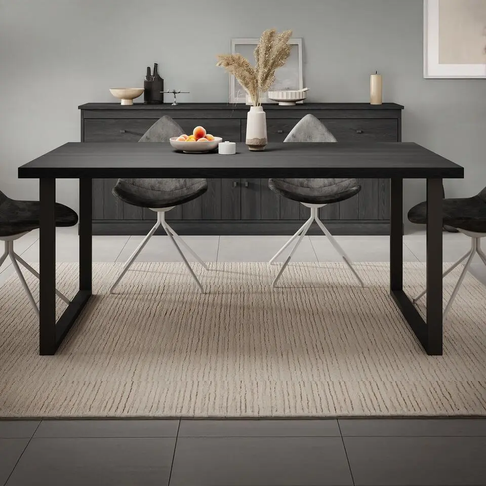 Meubella - Eetkamertafel Vince - Zwart eiken - 180 cm