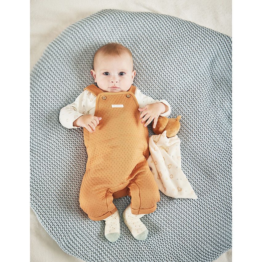Doudou mouchoir hippopotame en velours pour bébé - Marron