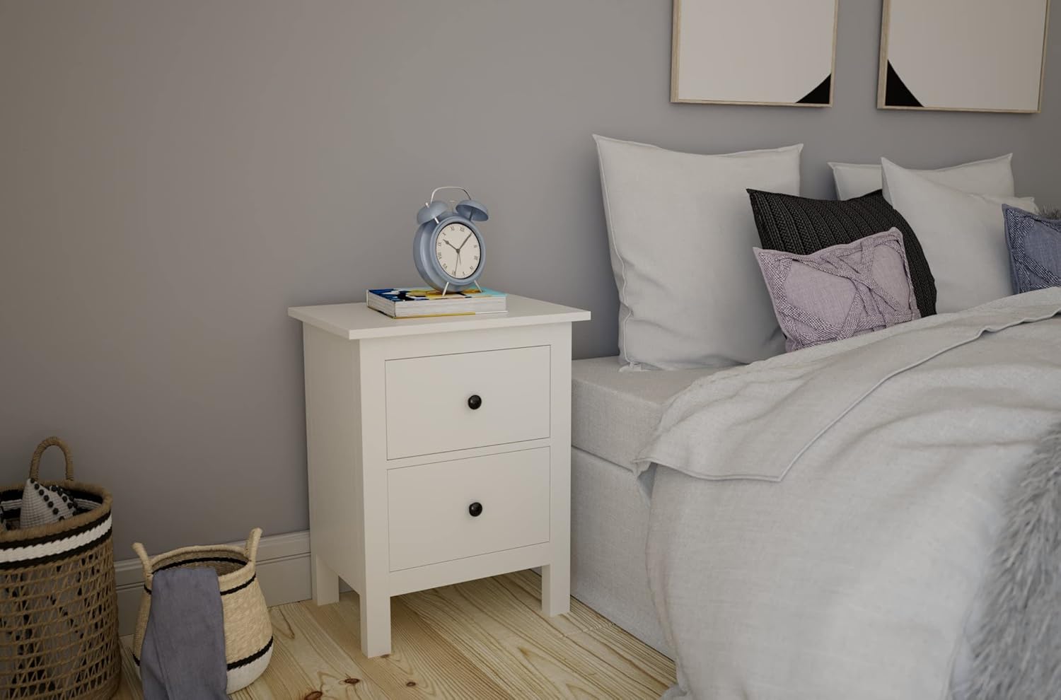 Ikea HEMNES Kommode mit 2 Schubladen; in weiß gebeizt; aus Massivholz; (54x66cm)