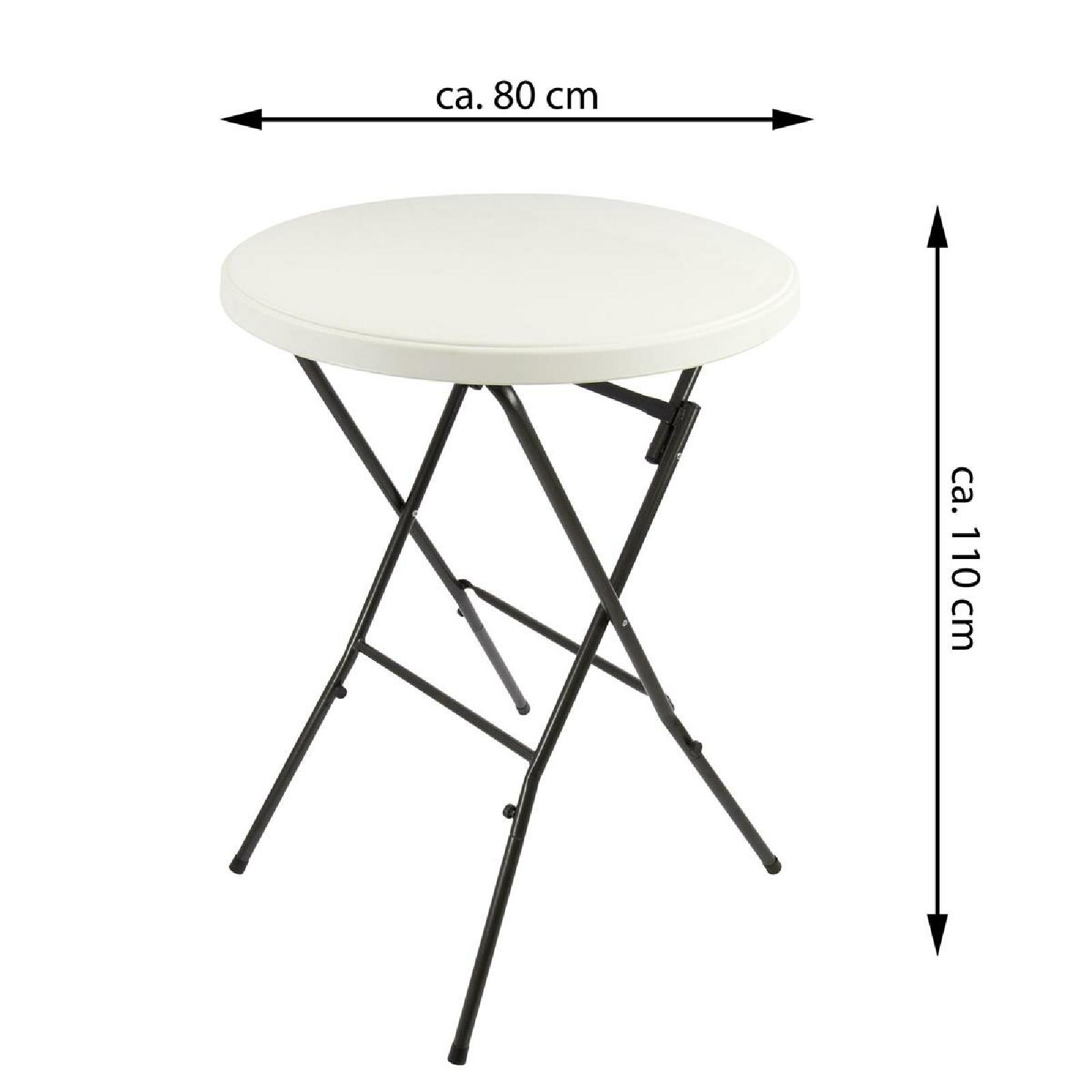 VCM Partytisch Stehtisch weiß klappbar Bistrotisch Bartisch 110 cm rund Ø 80 cm