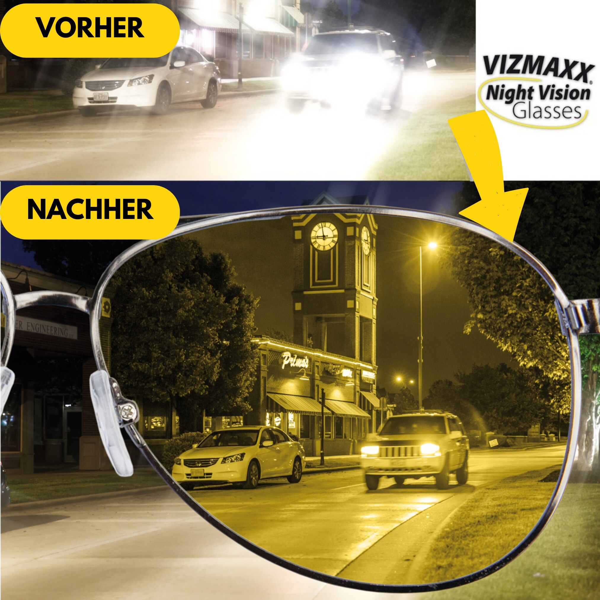 Best Direct® Tag- und Nachtsicht Brille - Nachtfahrbrille polarisiert Vizmaxx Night Vision