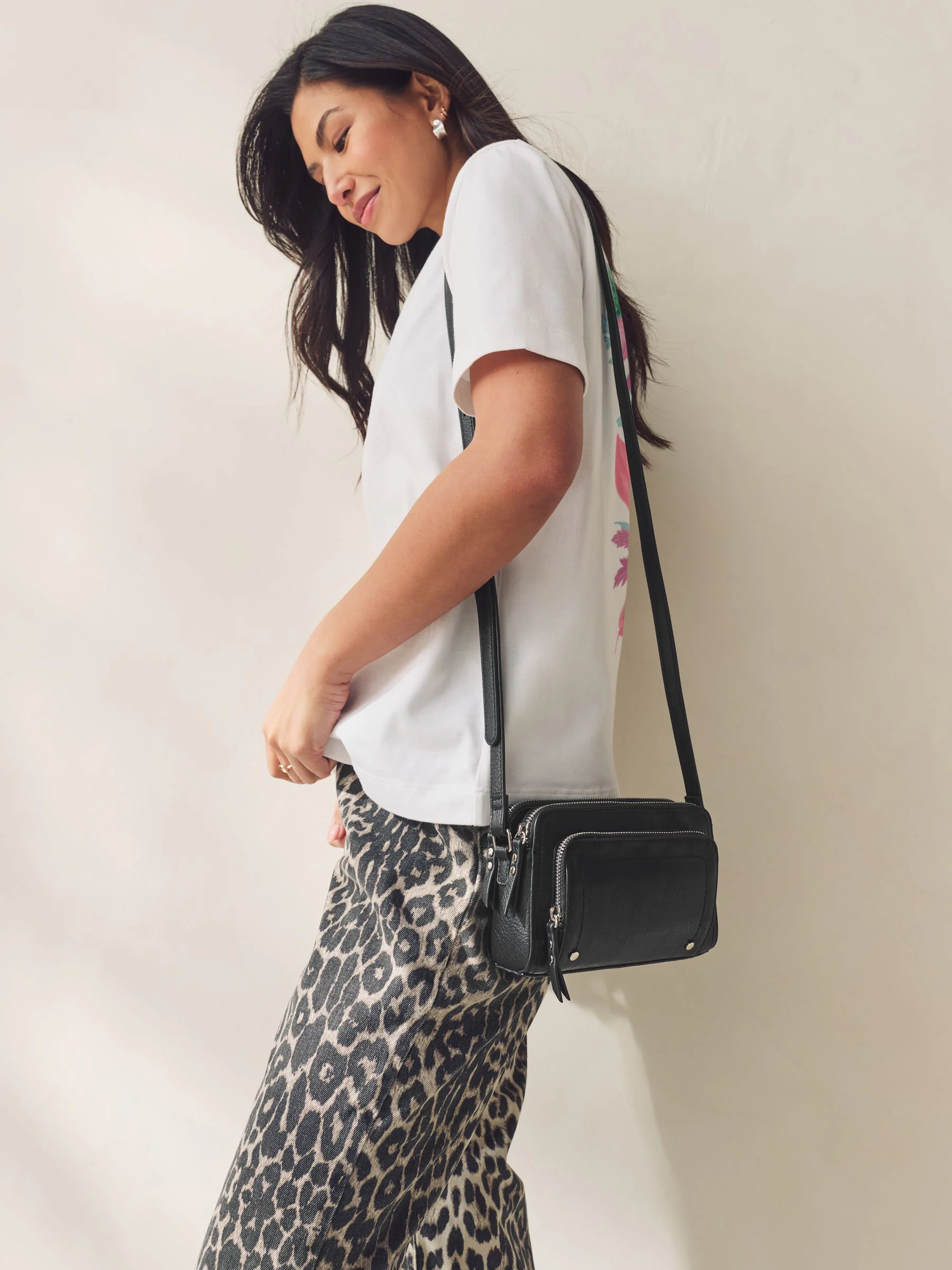 Zwart - Crossbodytas met dubbele rits