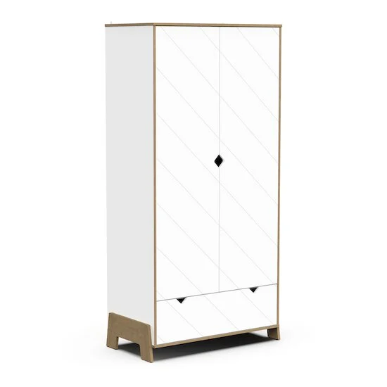 Albizia Armoire 2 portes + 1 tiroir   Blanc / chêne        de               CBA Meubles