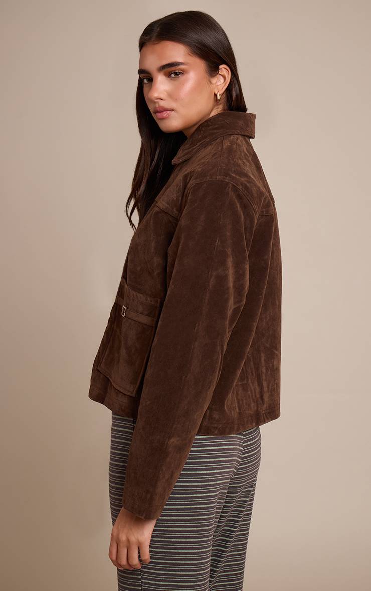 Chocolat Veste En Faux Suède Avec Poches À Détails