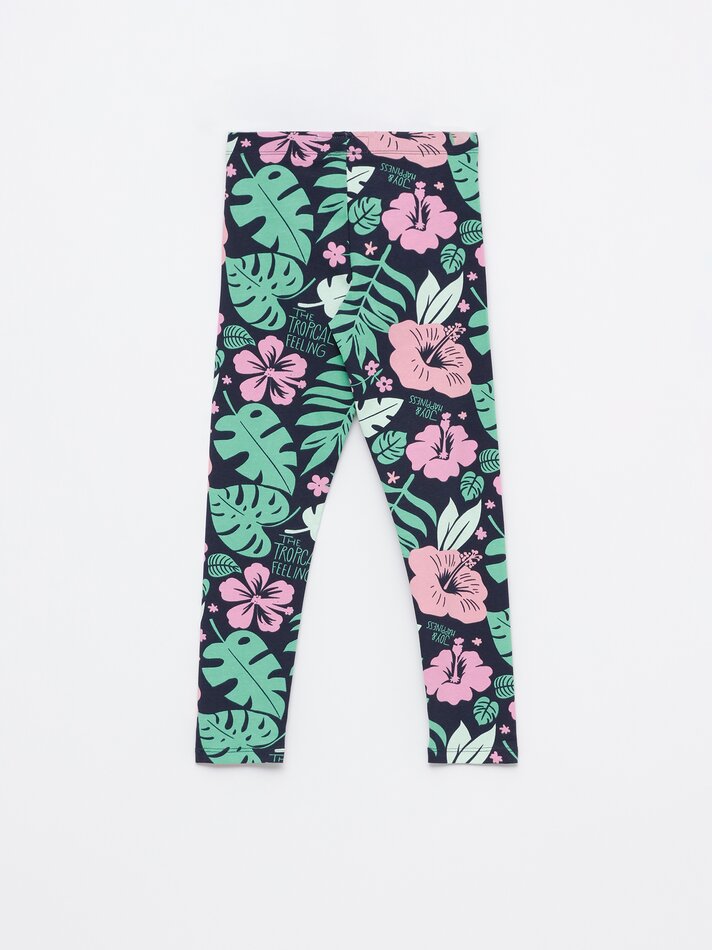 Conjunto de 2 leggings compridas básicas, lisas e estampadas - Azul Marinho