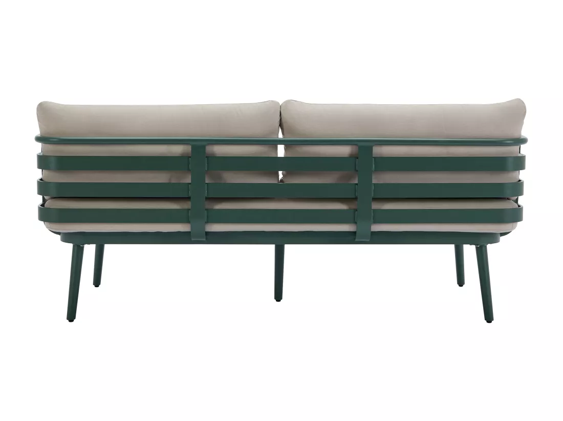 Salon de jardin en aluminium : canapé 2 places, 2 fauteuils et 2 tables basses - Vert sapin - KUTO de MYLIA