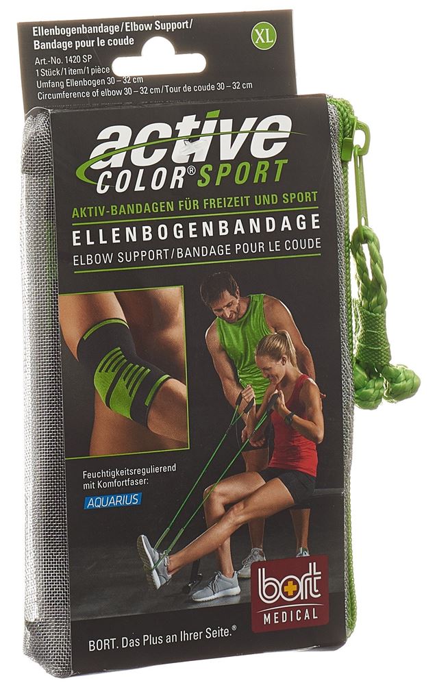 BORT ActiveColor Sport Ellenbogenbandage XL schwarz/grün 1 Stk