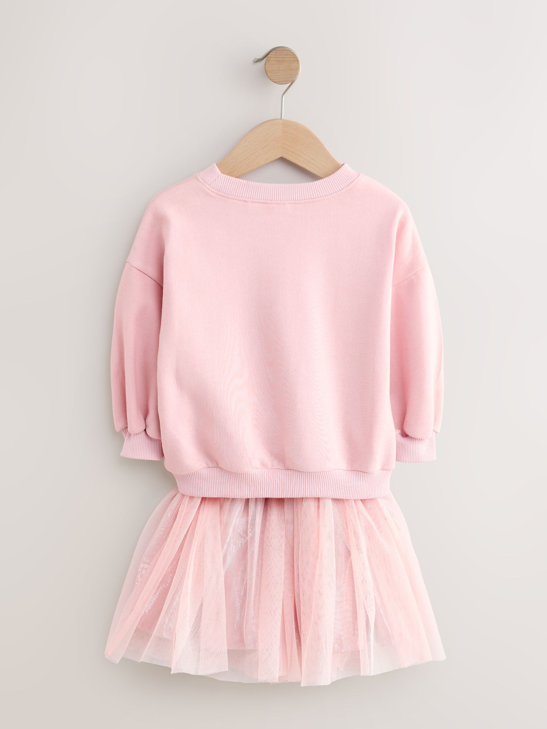 Roze Kerstmis - Set van top met lange mouwen en rok (3mnd -7jr)