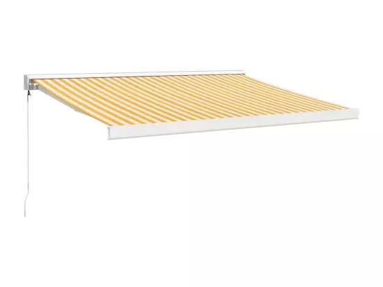 Auvent rétractable jaune et blanc 3x2,5 m tissu et aluminium
