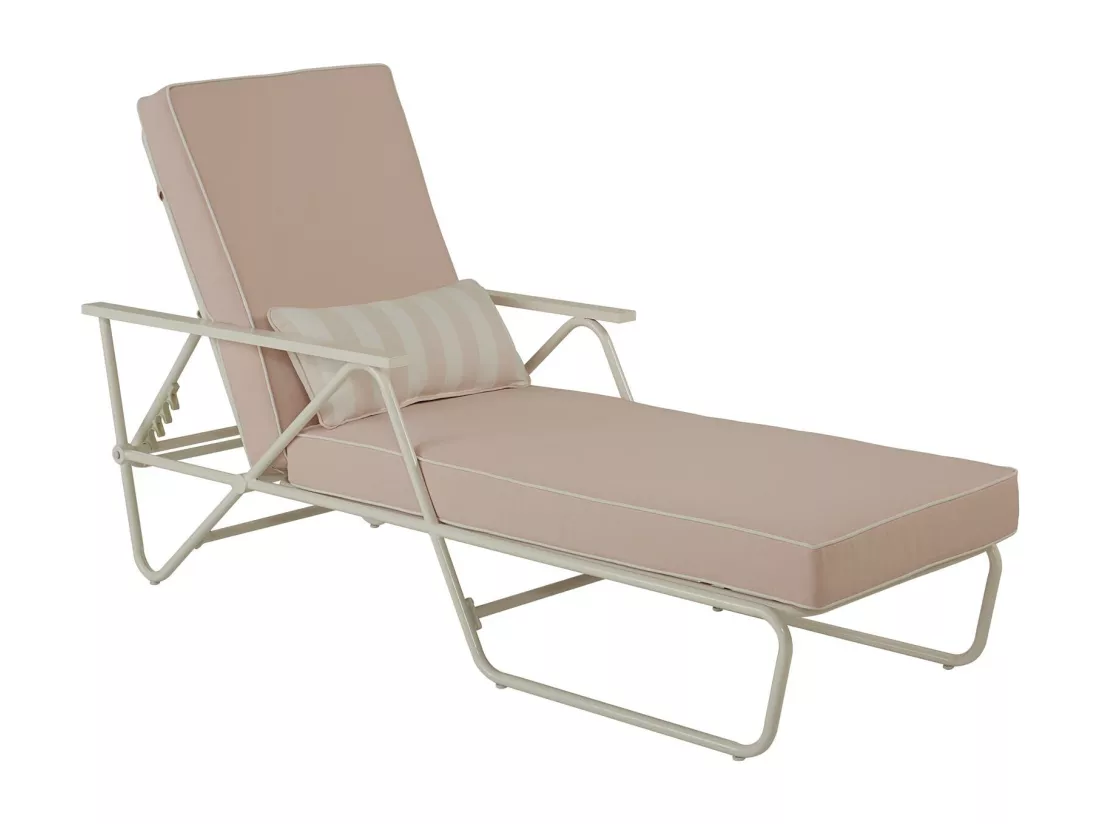Connie | Chaise longue d'extérieur en oléfine eau de rose et structure en acier
