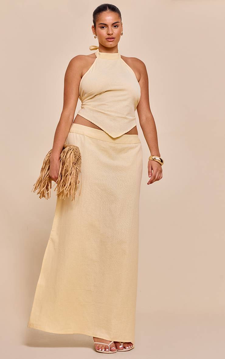 Pale Yellow Jupe Longue Brodée Crème Grande Taille