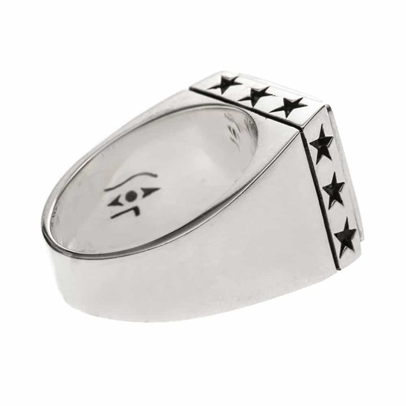 Chevalière Homme étoiles Lapis Argent