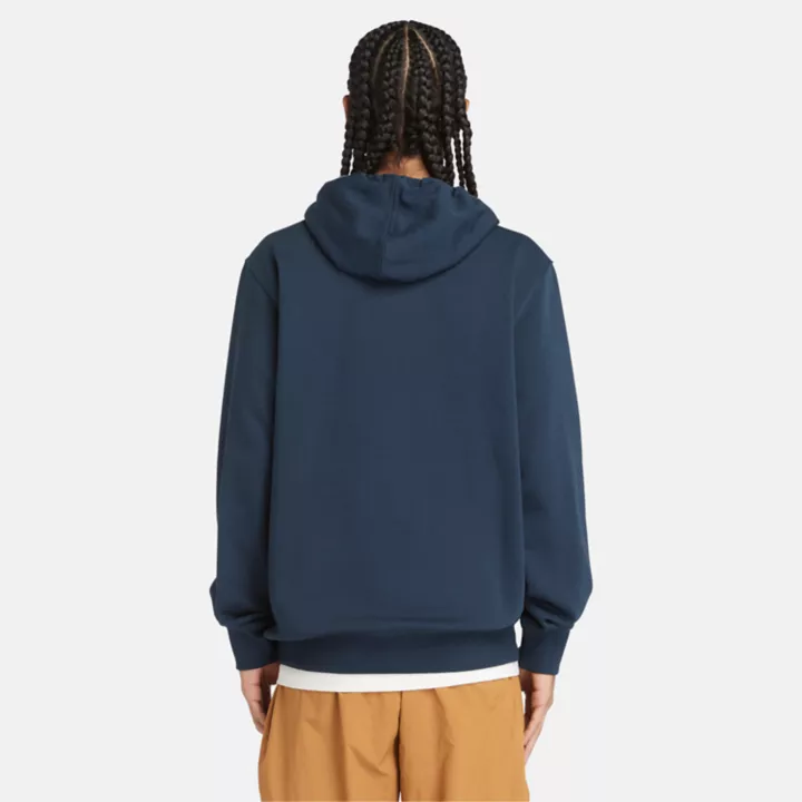 Sweat à capuche et logo linéaire pour homme en bleu marine