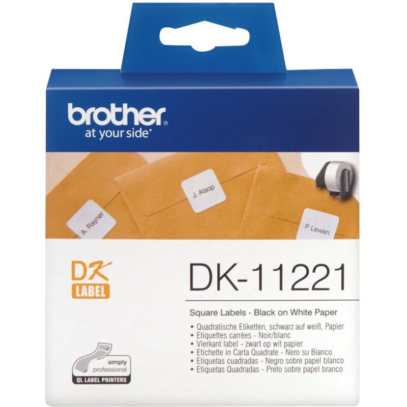 Brother DK-11221 - Rouleau d'étiquettes original – Noir sur blanc, 23 x 23 mm