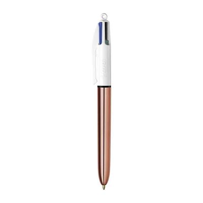 BIC 4 Couleurs Shine - Stylo à bille 4 couleurs - corps rose gold