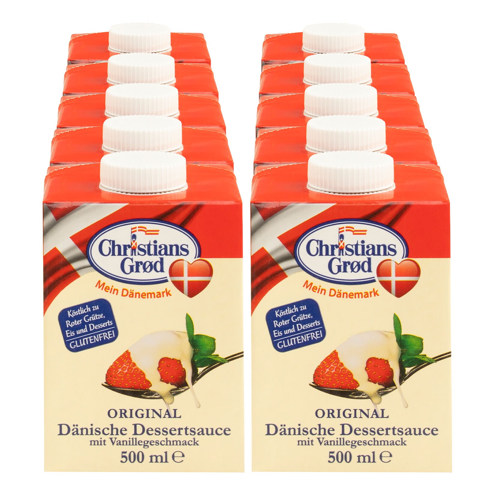 Christians Grod Dänische Dessertsauce Vanille 500 ml, 10er Pack