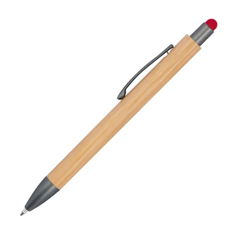 Macma Touchpen Holzkugelschreiber aus Bambus / Stylusfarbe: rot