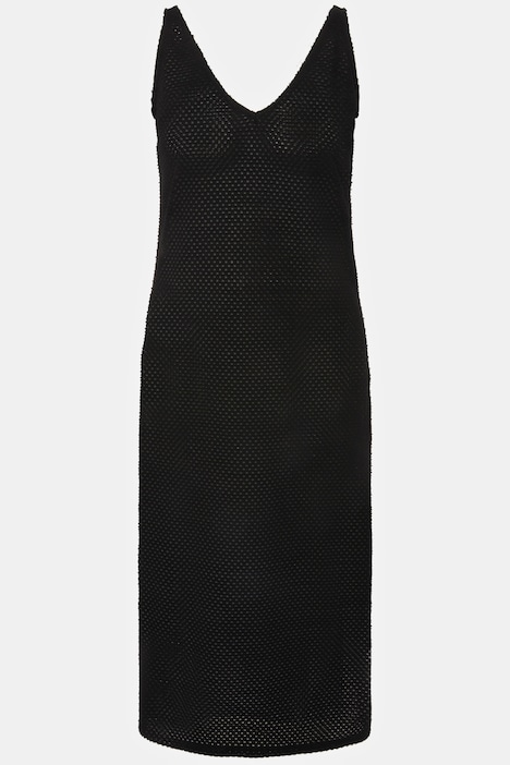 Netzkleid, Midilänge, Loose Fit, V-Ausschnitt, ärmellos