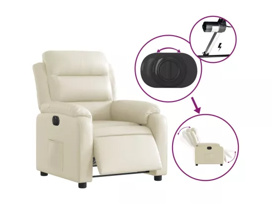 Fauteuil inclinable électrique Crème Similicuir