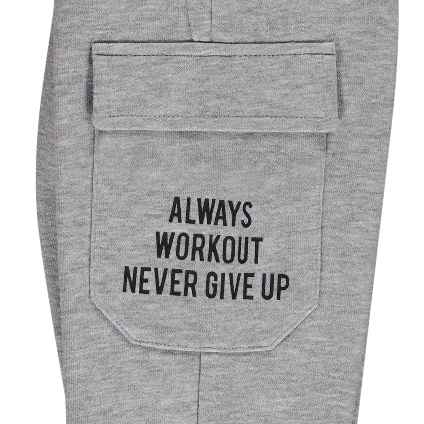 Jogging molleton à poches et message printé pour garçon - Gris chiné