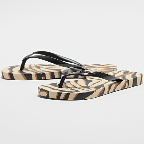 Tongs Femme Animale Print Noir