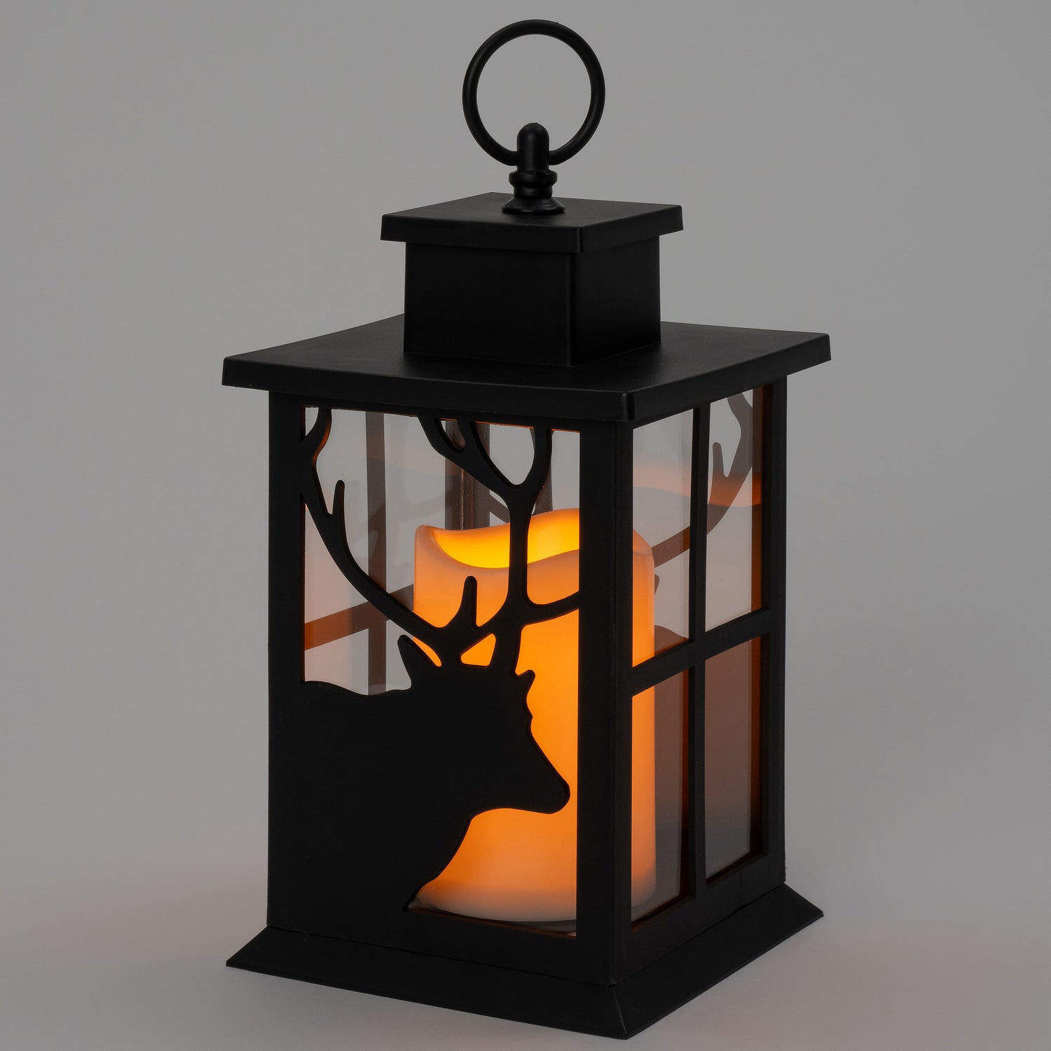 Intratuin Olaf lantaarn met rendier zwart 14 x 14 x 25 cm