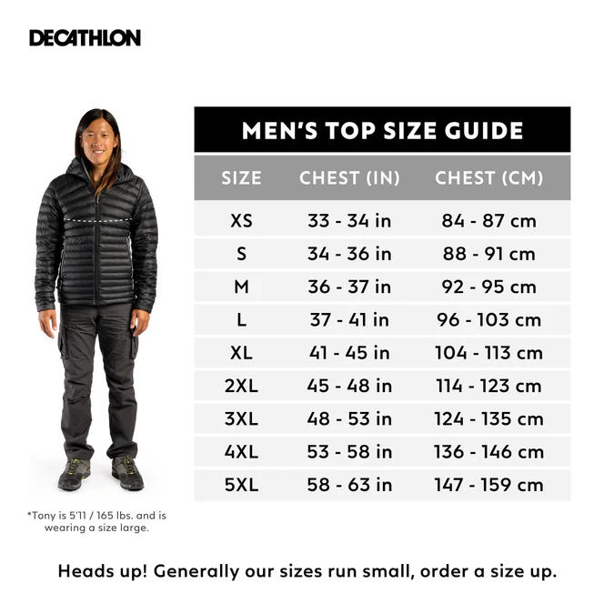 Decathlon Forclaz - Jaqueta puffer com capuz Forclaz MT100 para homem