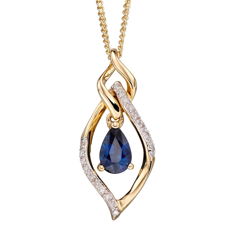 Collier saphir et diamant sur or jaune 375/1000