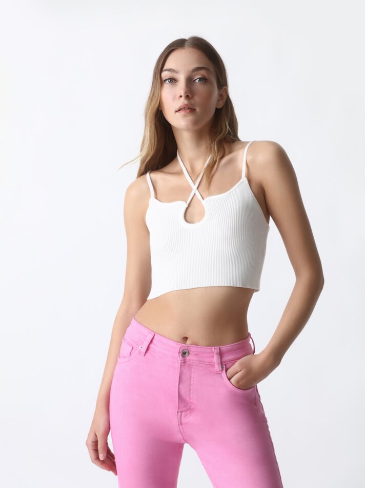 Calça jeans flare mini - Rosa Vigore