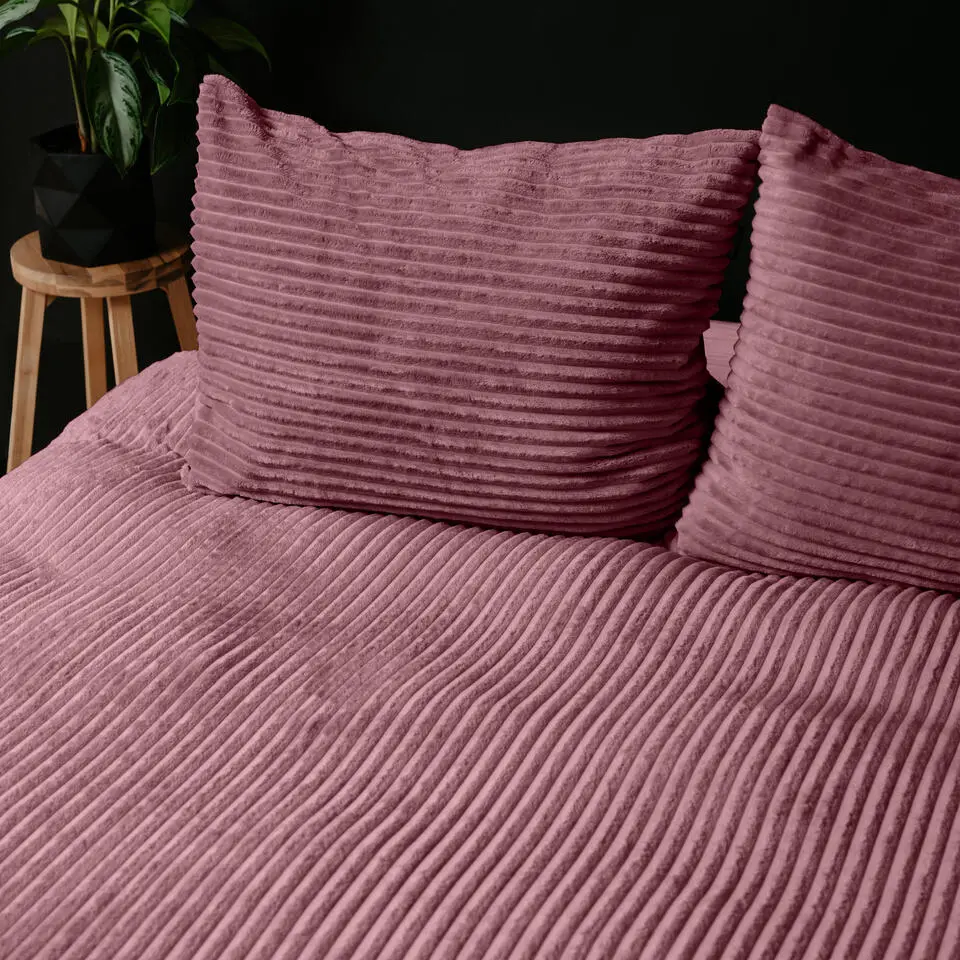 Dekbedovertrek Teddy Rib 140x220 – Fluweelzacht & Knus Design - Roze