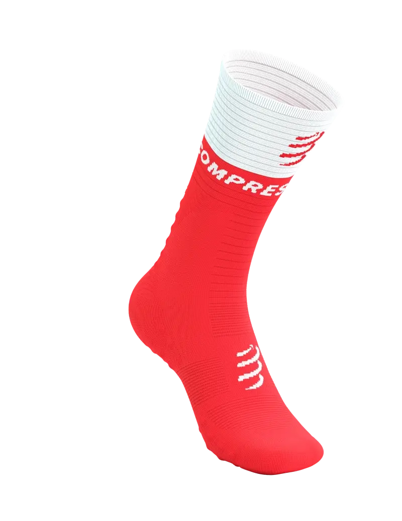 Compressport Mid V2.0 Bike Compressiesokken Fluo Rood/Wit