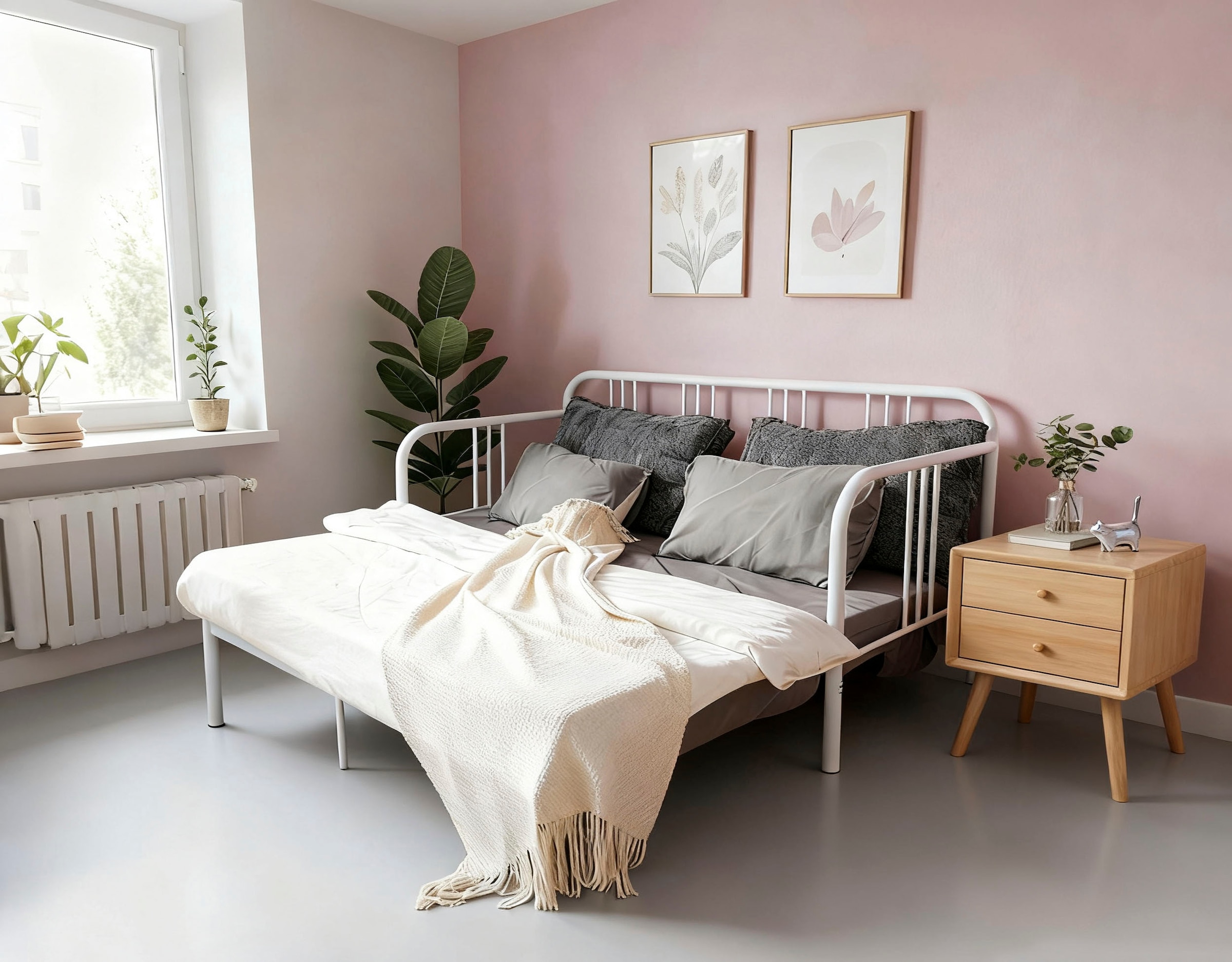 GOODproduct Metallbett »Trento Bett Bettgestell Bestseller Doppelbett Ausziehbett« Bestseller Gästebett Sofabett Schlafzimmer,  Daybett mit Ausziefunktion im Landhausdesign weiss