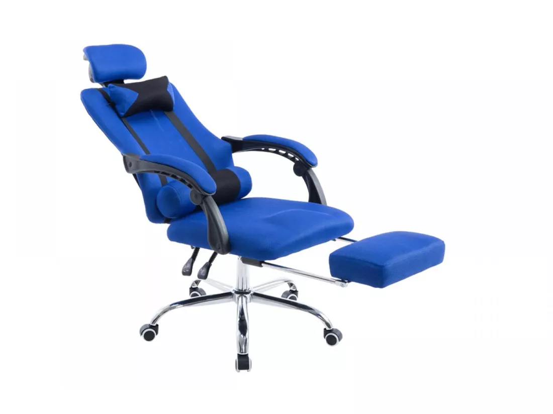 Chaise de bureau - Similicuir & Métal chromé - Bleu - Fellow