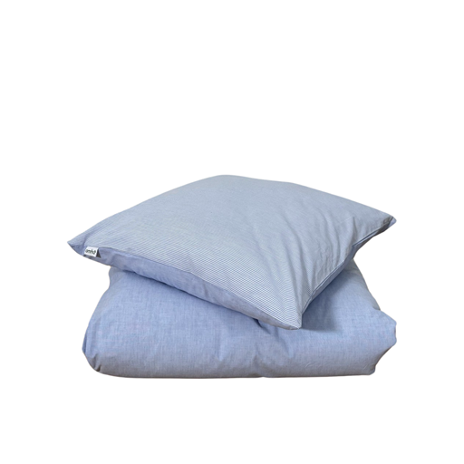 OMHU Mini Stripe Patchwork Sengelinned, Blue, 140x220 cm