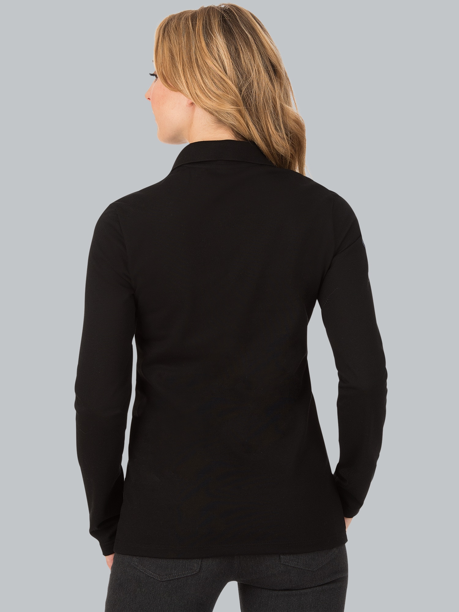 Langarm Poloshirt Schwarz