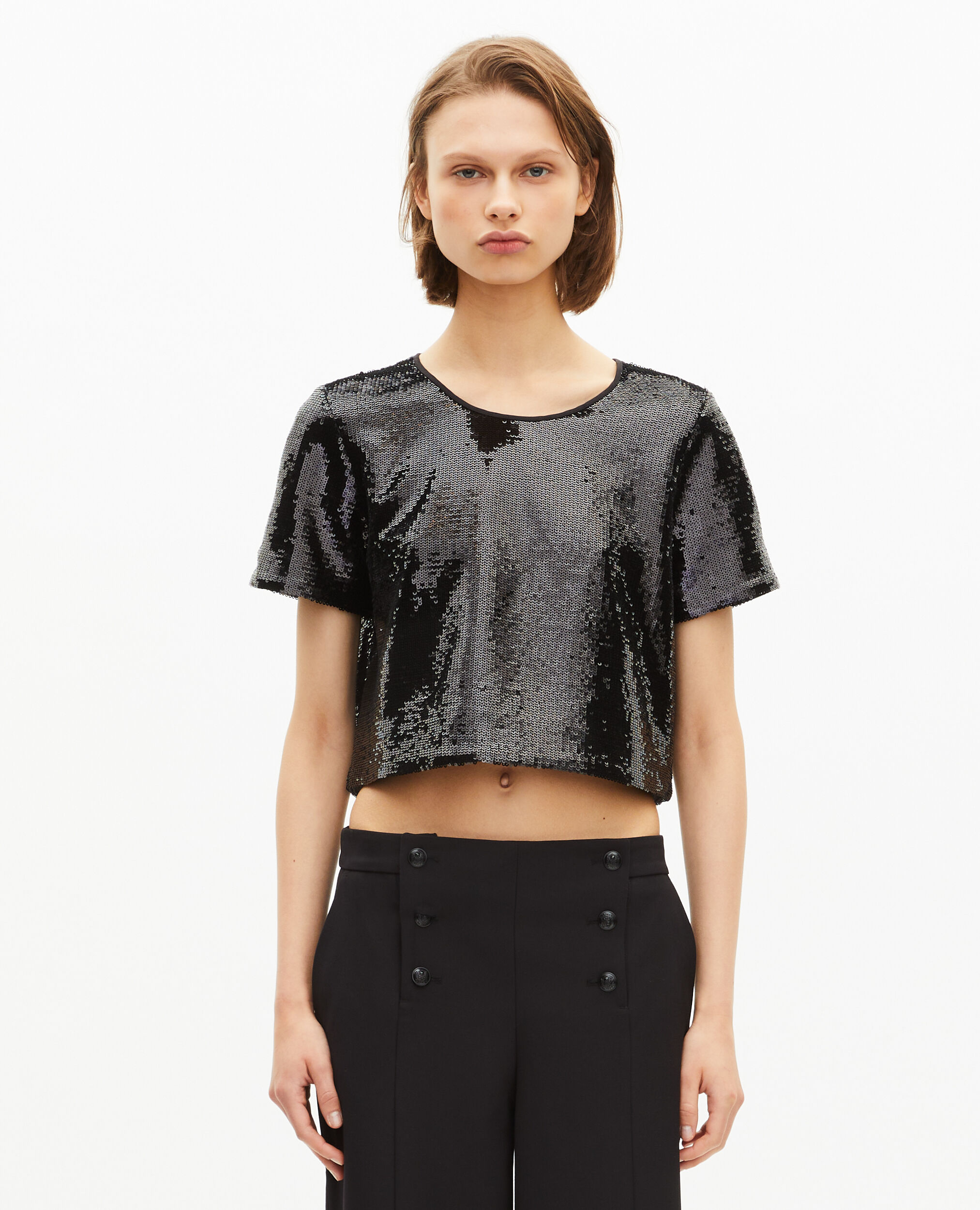 Top en sequins noir