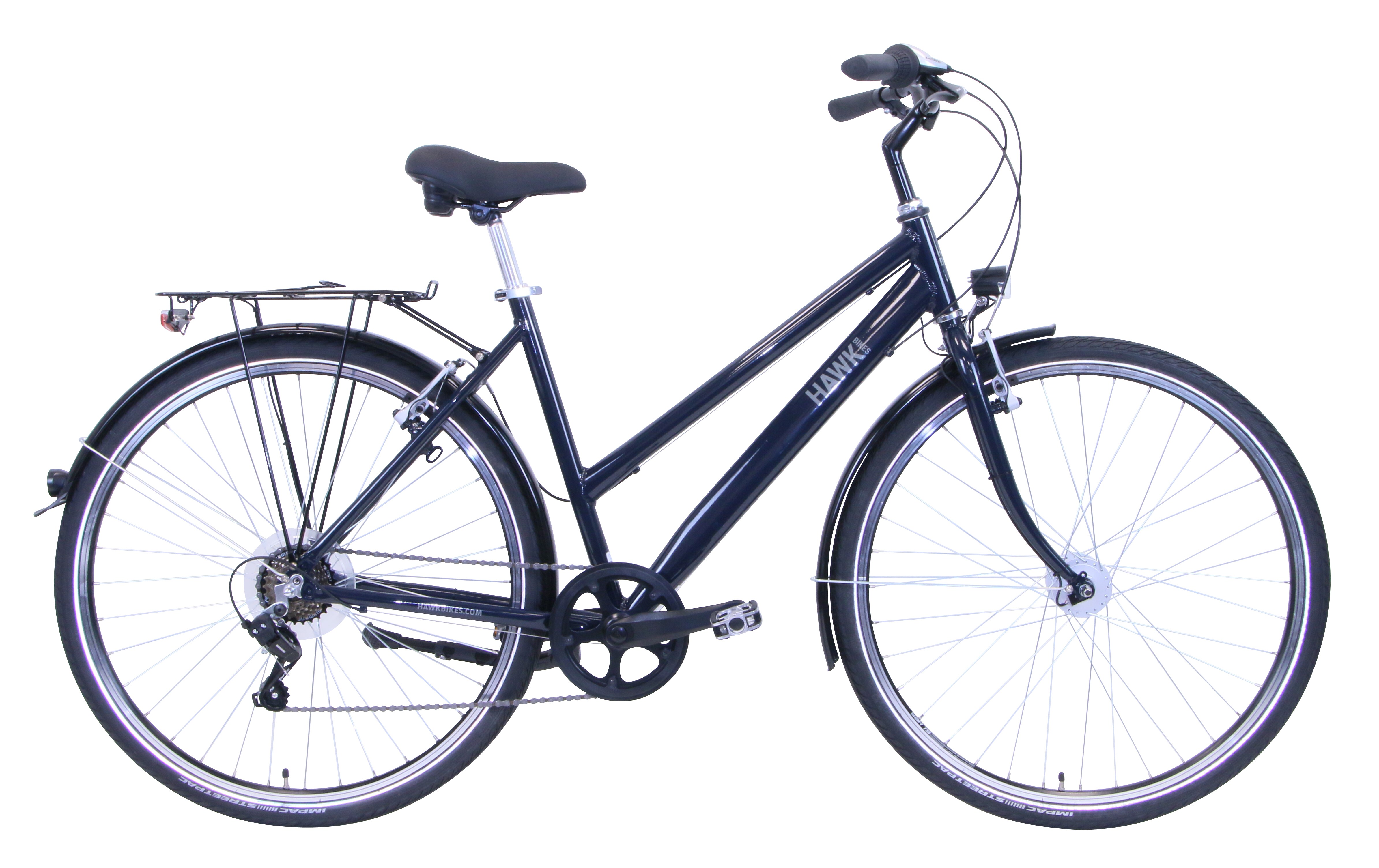HAWK Citytrek Easy, Damen 28 Zoll , 7-Gang, Blau, 46 cm -Leichtes Stadtfahrrad mit 7-Gang Shimano Kettenschaltung & Nabendynamo