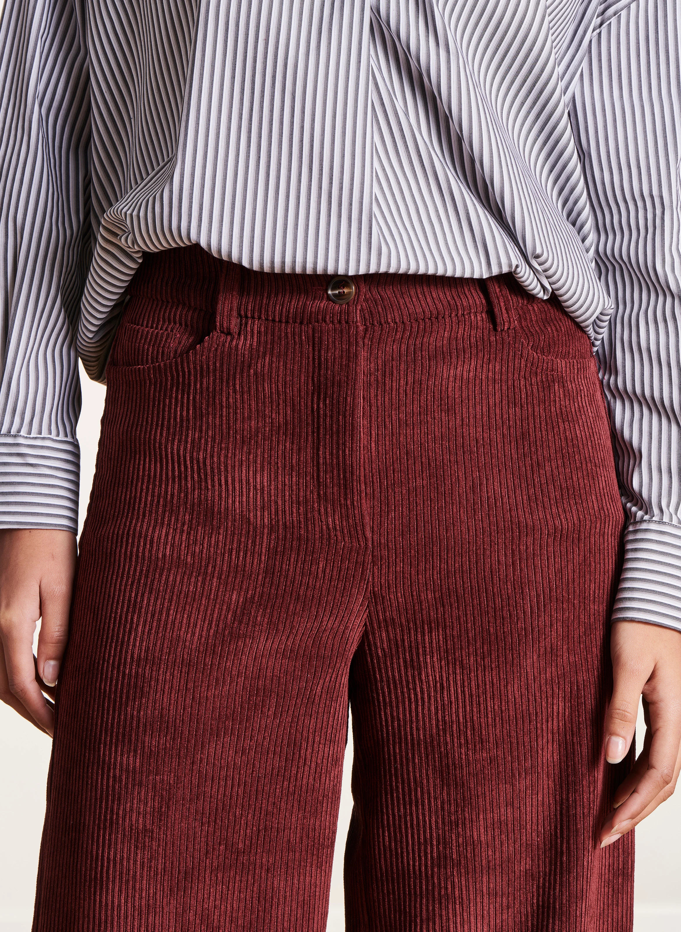 Pantalon large côtelé | Marron