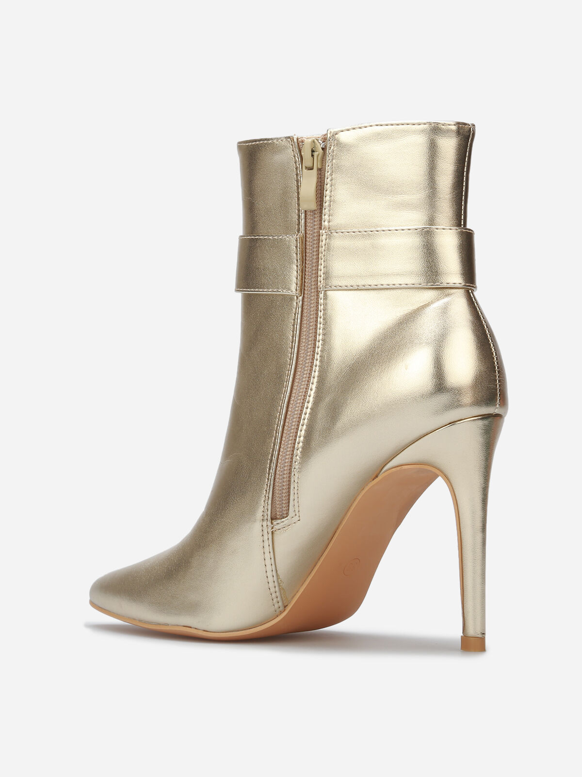 Bottines à bout pointu et boucle- Doré