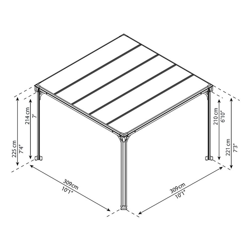 PAVILJONG CANOPIA MILANO HARDTOP 3X3M BRONSE/GRÅ