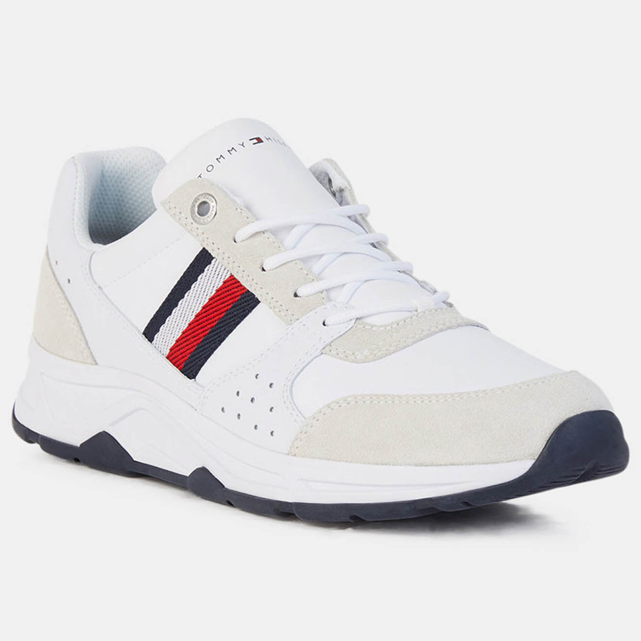 Tommy Hilfiger Baskets en Cuir Running Fashion blanc/beige