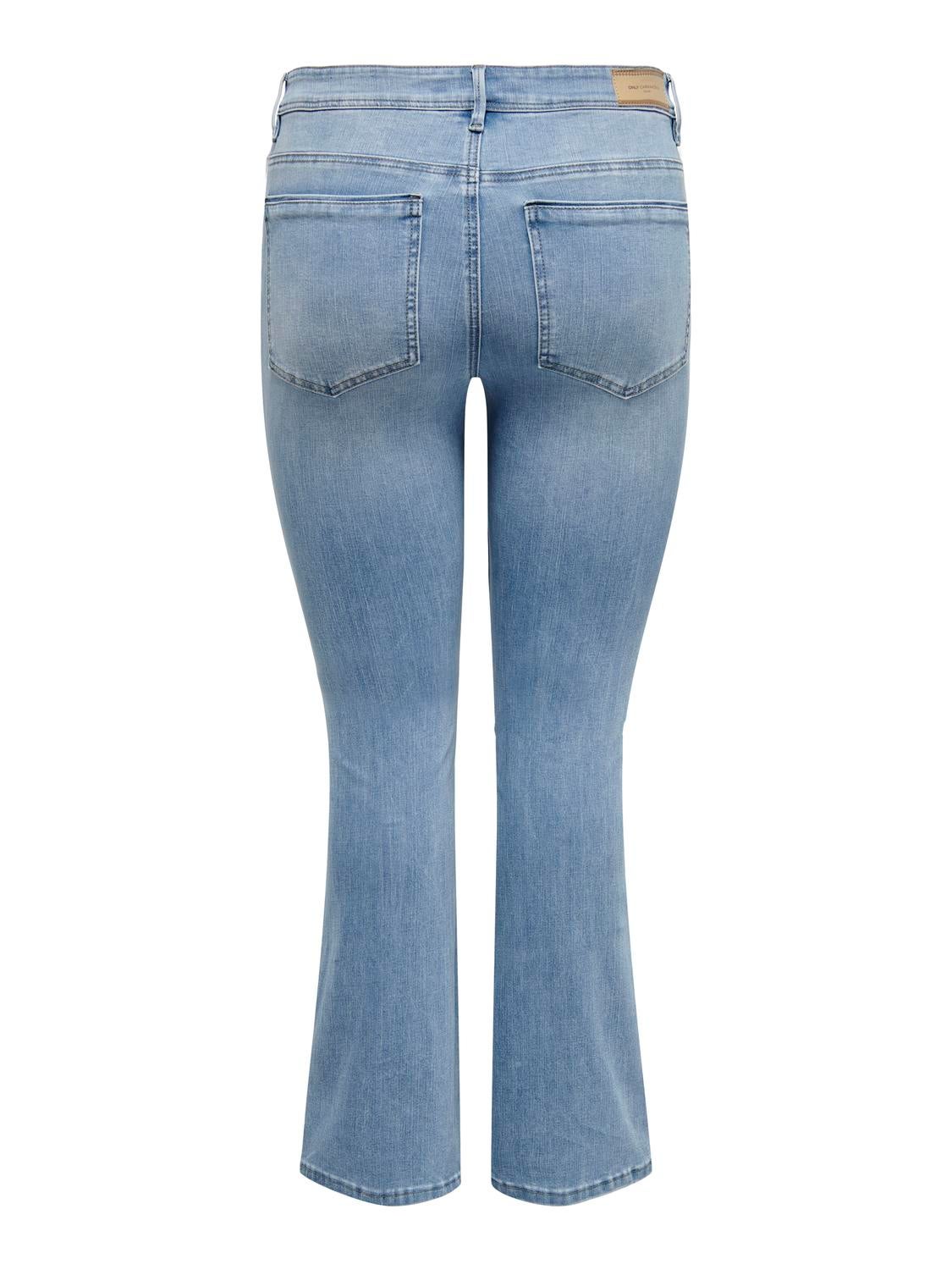 CARSALLY Hohe Taille Ausgestellt Jeans Light Medium Blue Denim