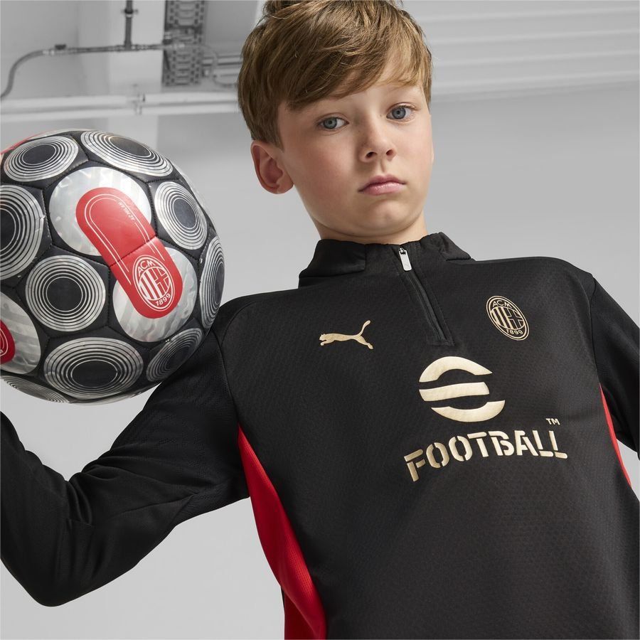Milan AC Maillot d'Entraînement Fermeture Éclair 1/4 - Noir/For All Time Red Enfant