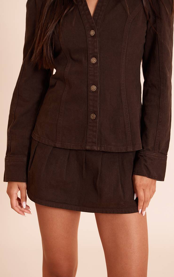Chocolat Mini-jupe Plissée En Denim Indigo Fluide