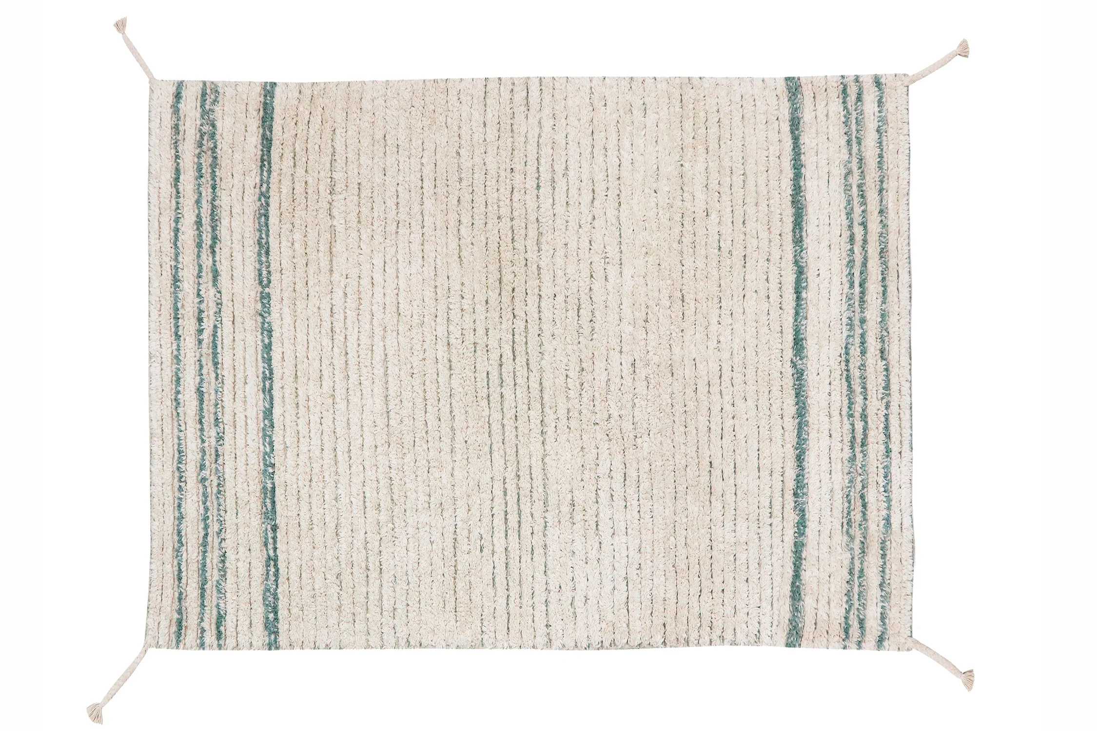 DOUBLE - Tapis rectangulaire lavable en coton | Bleu