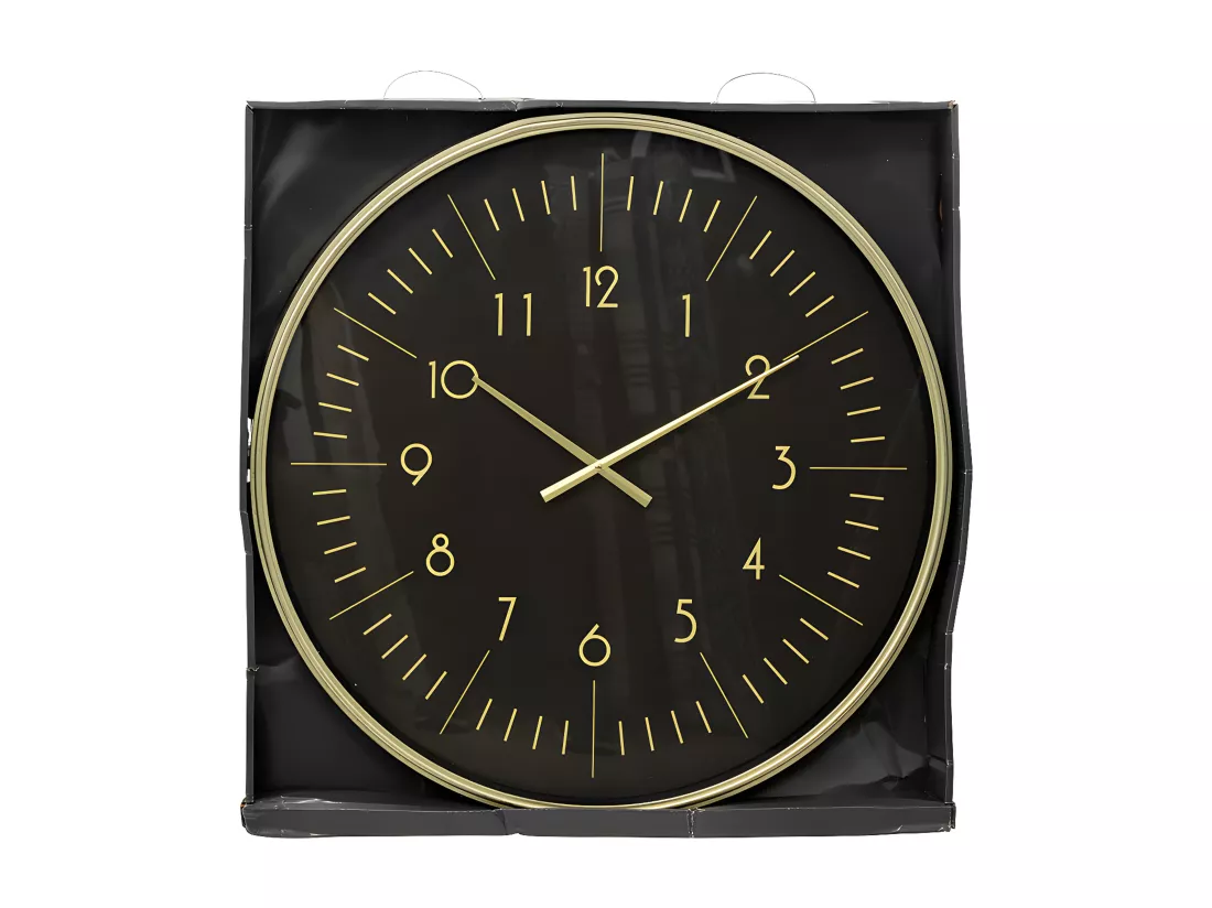 Grande Pendule murale cadre doré aspect vieilli art déco D 75 cm